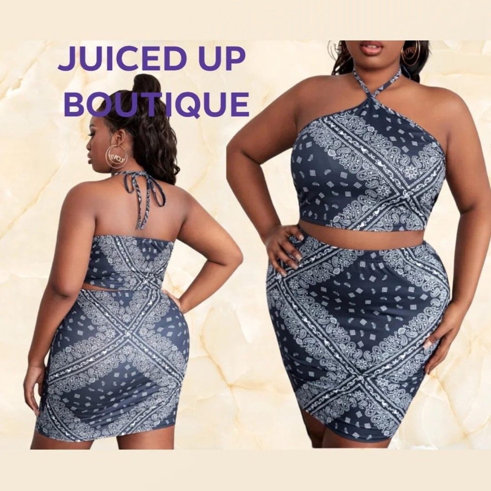 Blue Bandanna Skirt Set
